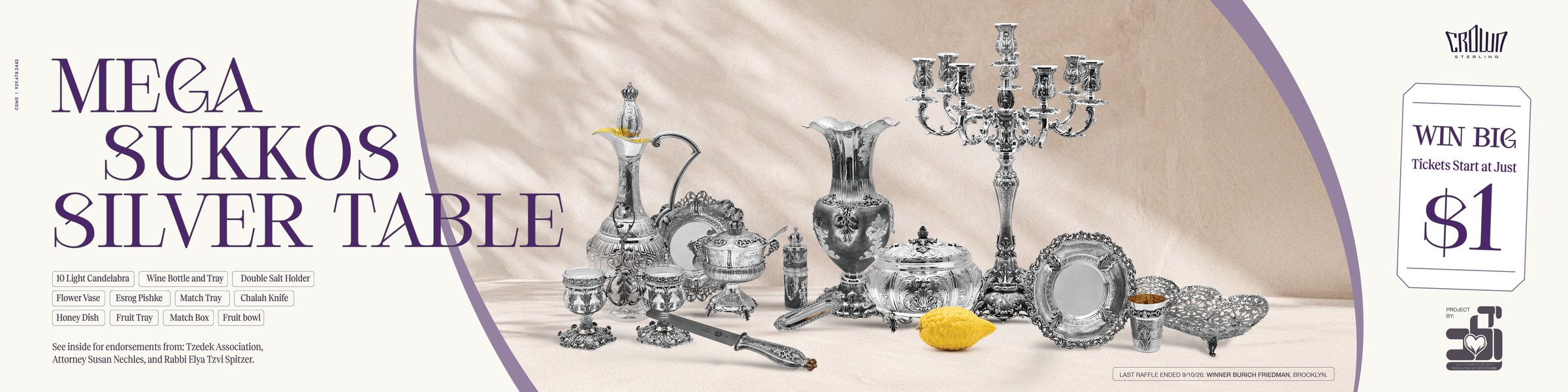 Win a Mega Sukkos Silver Table – tickets start at just $1