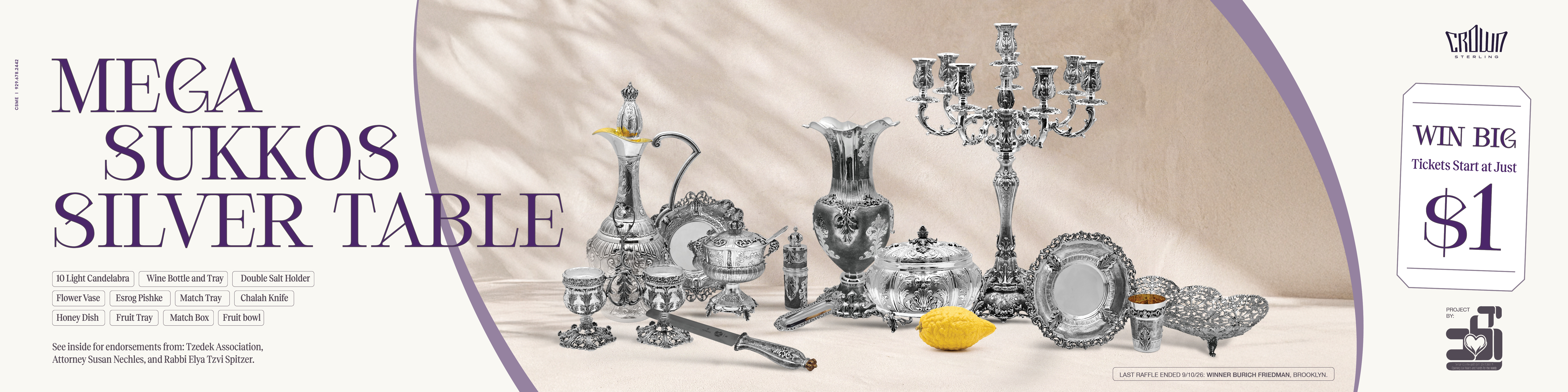 Win a Mega Sukkos Silver Table – tickets start at just $1