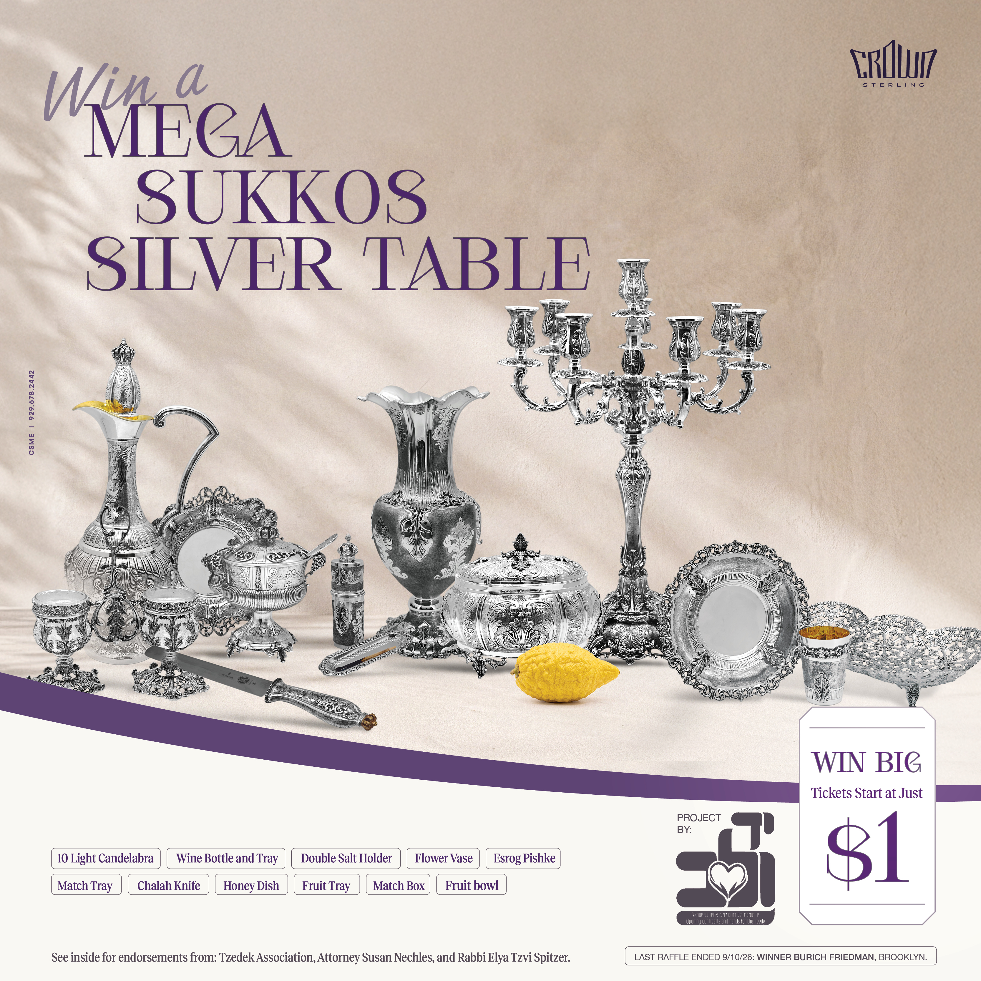 Win a Mega Sukkos Silver Table – tickets start at just $1