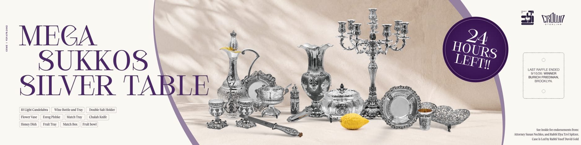 Win a Mega Sukkos Silver Table – tickets start at just $1