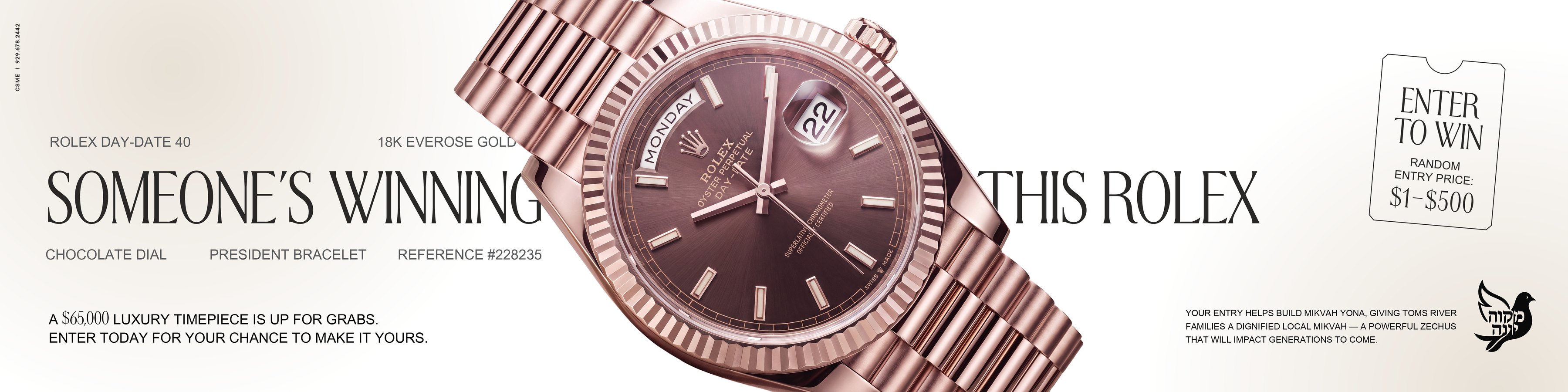 Win a $65,000 Rolex Day-Date – tickets from $1