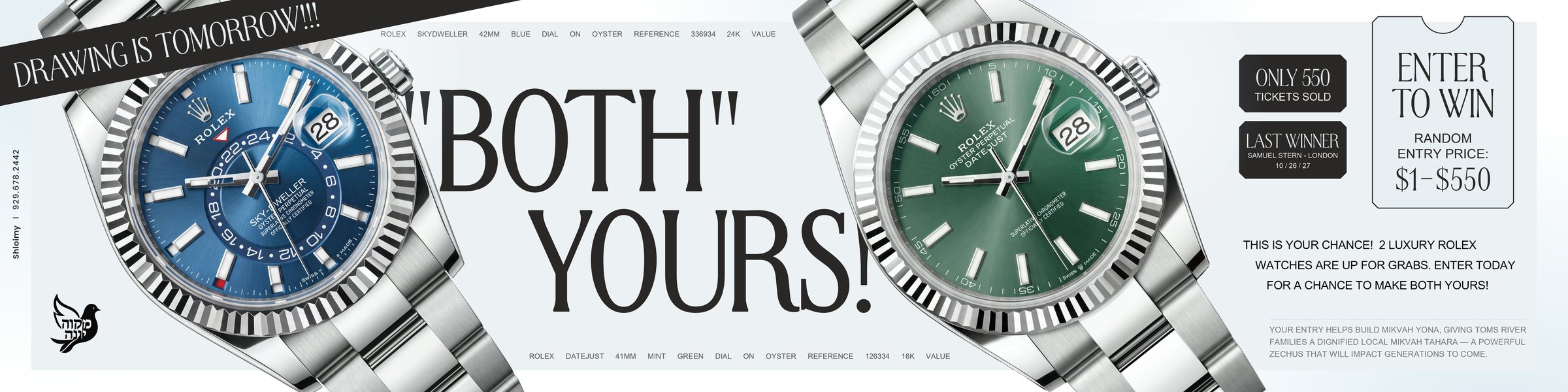 Win 2 Rolex watches – both yours, tickets from $1