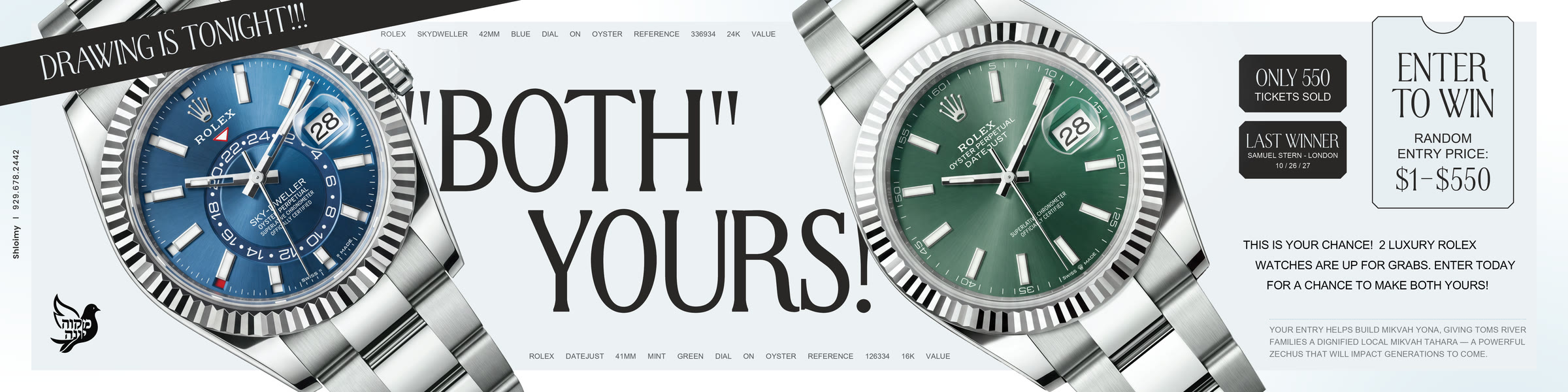 Win 2 Rolex watches – both yours, tickets from $1